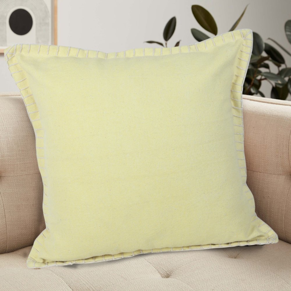 20" Light Yellow Cotton Throw Pillow — view 8