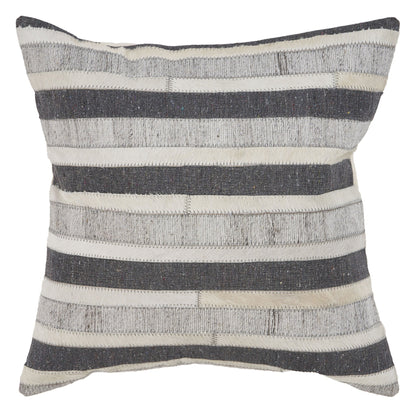 20" Charcoal Striped Wool Throw Pillow FurniFindUSA