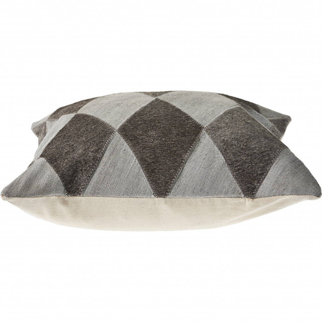 20" X 20" Silver And Brown 100% Wool Geometric Zippered Pillow 4.0" (L) x 20.0" (W) x 20.0" (H) FurniFindUSA