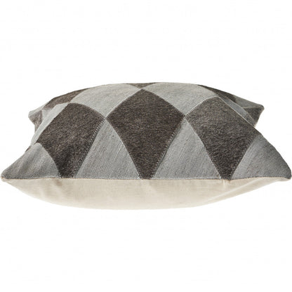 20" X 20" Silver And Brown 100% Wool Geometric Zippered Pillow 4.0" (L) x 20.0" (W) x 20.0" (H) FurniFindUSA