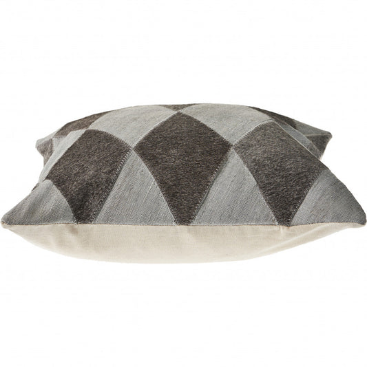 20" X 20" Silver And Brown 100% Wool Geometric Zippered Pillow 4.0" (L) x 20.0" (W) x 20.0" (H) FurniFindUSA
