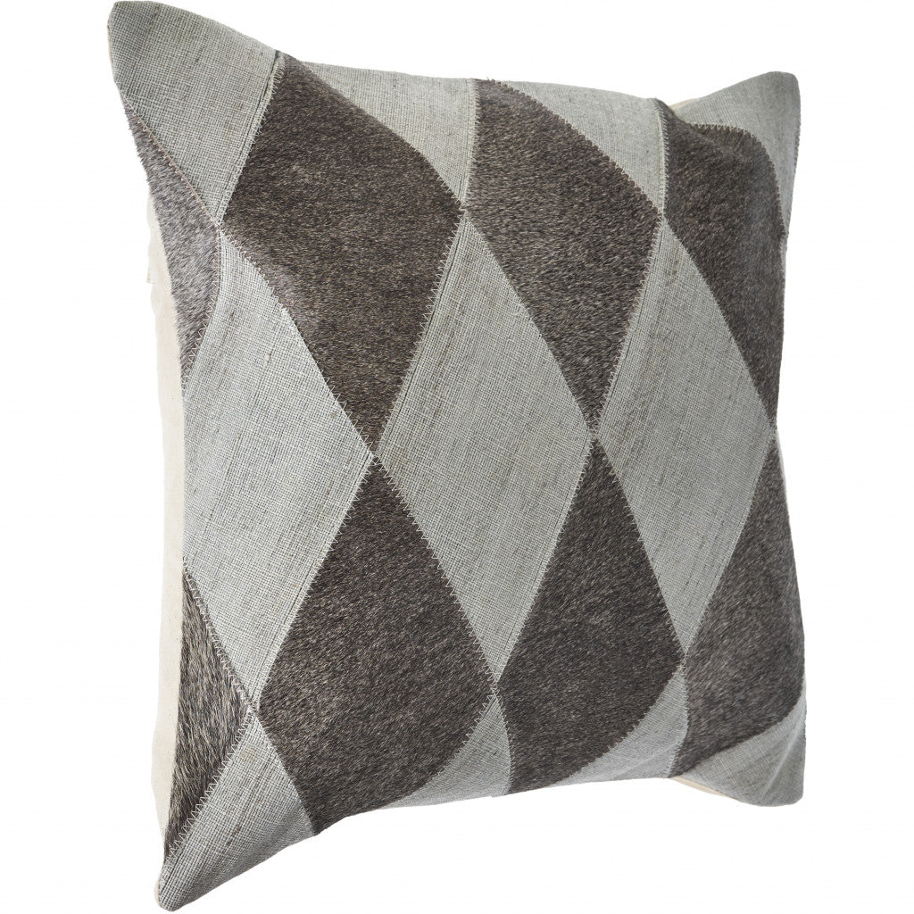 20" X 20" Silver And Brown 100% Wool Geometric Zippered Pillow 4.0" (L) x 20.0" (W) x 20.0" (H) FurniFindUSA