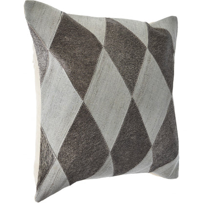 20" X 20" Silver And Brown 100% Wool Geometric Zippered Pillow 4.0" (L) x 20.0" (W) x 20.0" (H) FurniFindUSA