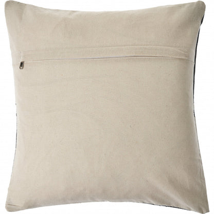 20" Charcoal and Ivory Geometric Wool And Faux Leather Throw Pillow FurniFindUSA