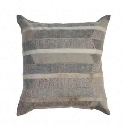 20" X 20" Gray Taupe And Ivory 100% Wool Striped Zippered Pillow FurniFindUSA