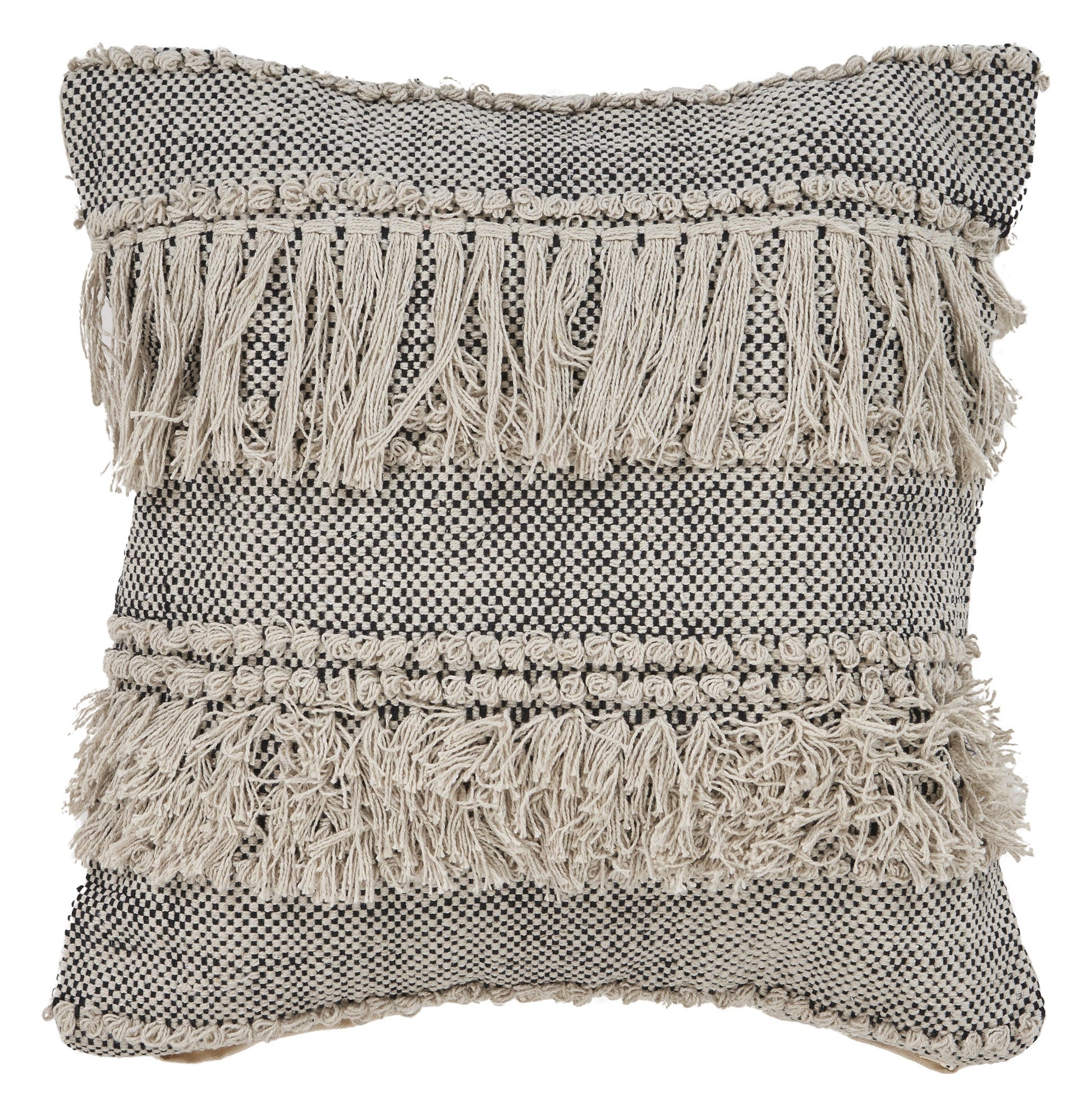 20" Off-White and Black Cotton Throw Pillow FurniFindUSA