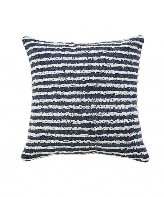 20" X 20" Ensign Blue And Cream 100% Cotton Striped Zippered Pillow FurniFindUSA