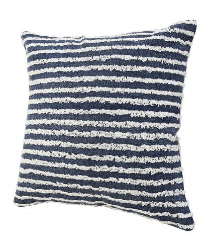 20" X 20" Ensign Blue And Cream 100% Cotton Striped Zippered Pillow FurniFindUSA