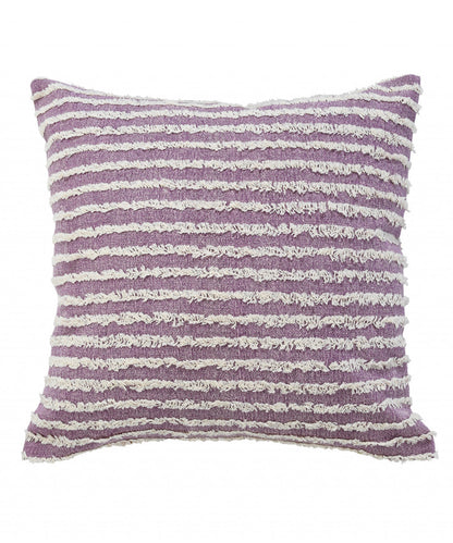 20" X 20" Purple And Cream 100% Cotton Striped Zippered Pillow FurniFindUSA
