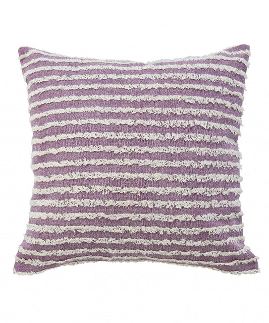 20" X 20" Purple And Cream 100% Cotton Striped Zippered Pillow FurniFindUSA