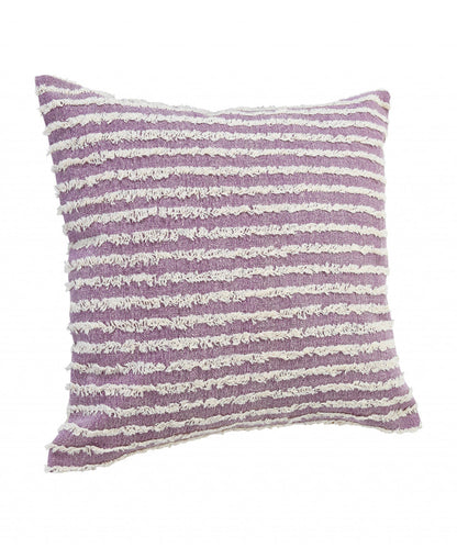 20" X 20" Purple And Cream 100% Cotton Striped Zippered Pillow FurniFindUSA