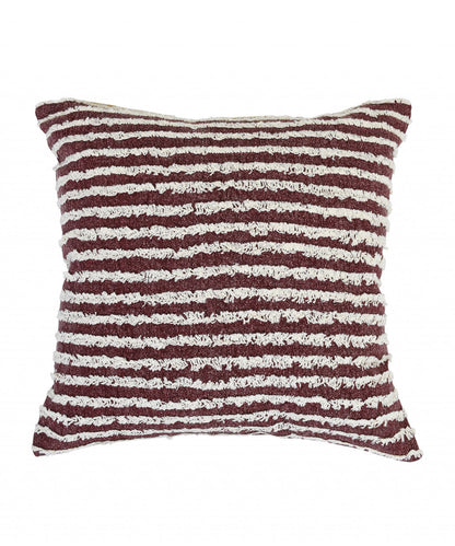 20" X 20" Maroon And Cream 100% Cotton Striped Zippered Pillow FurniFindUSA