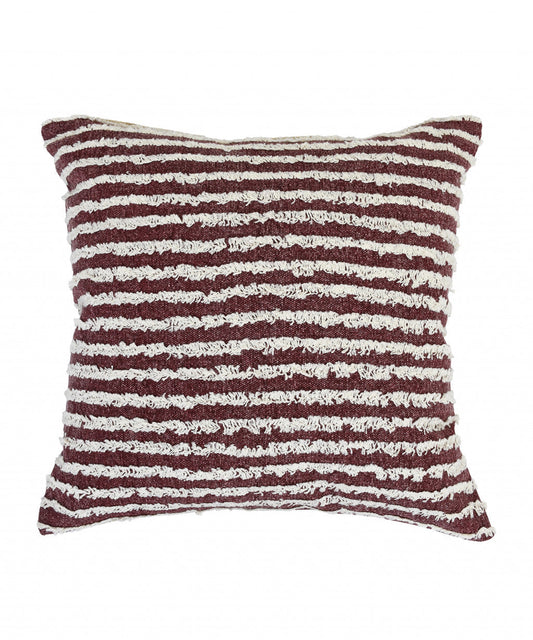 20" X 20" Maroon And Cream 100% Cotton Striped Zippered Pillow FurniFindUSA