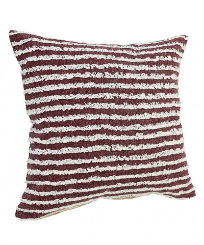 20" X 20" Maroon And Cream 100% Cotton Striped Zippered Pillow FurniFindUSA