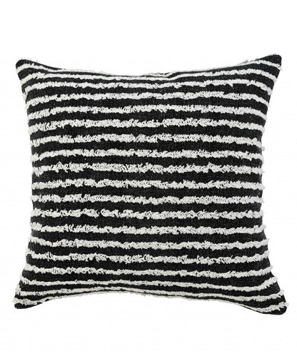 20" X 20" Black And Cream 100% Cotton Striped Zippered Pillow FurniFindUSA
