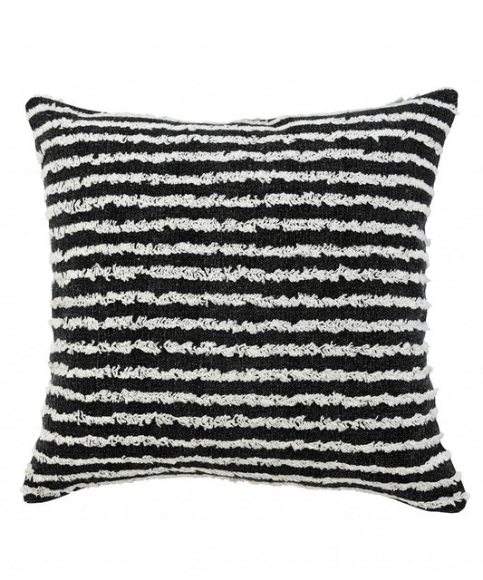 20" X 20" Black And Cream 100% Cotton Striped Zippered Pillow FurniFindUSA