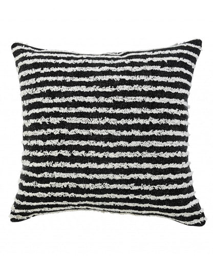 20" X 20" Black And Cream 100% Cotton Striped Zippered Pillow HomeRoots