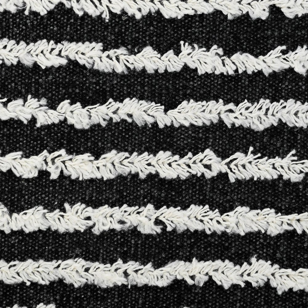 20" X 20" Black And Cream 100% Cotton Striped Zippered Pillow HomeRoots