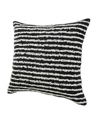 20" X 20" Black And Cream 100% Cotton Striped Zippered Pillow FurniFindUSA