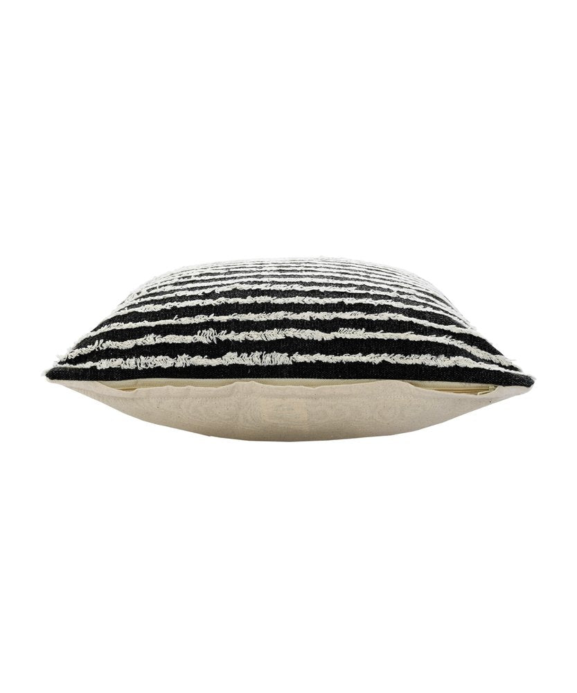 20" X 20" Black And Cream 100% Cotton Striped Zippered Pillow — view 5
