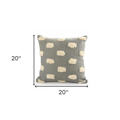 20" X 20" Gray 100% Cotton Zippered Pillow HomeRoots