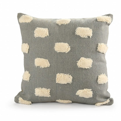 20" X 20" Gray 100% Cotton Zippered Pillow HomeRoots