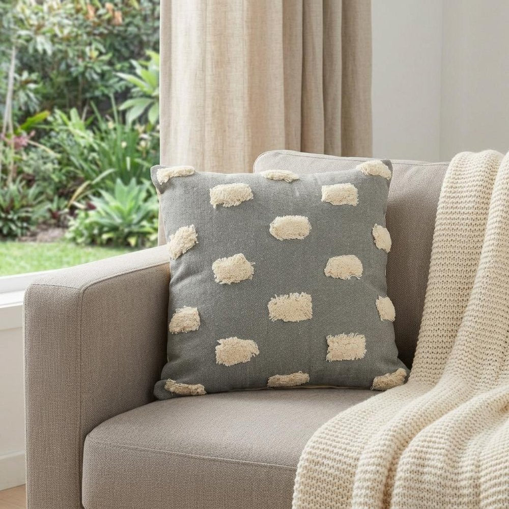 20" X 20" Gray 100% Cotton Zippered Pillow HomeRoots