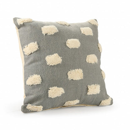 20" X 20" Gray 100% Cotton Zippered Pillow HomeRoots
