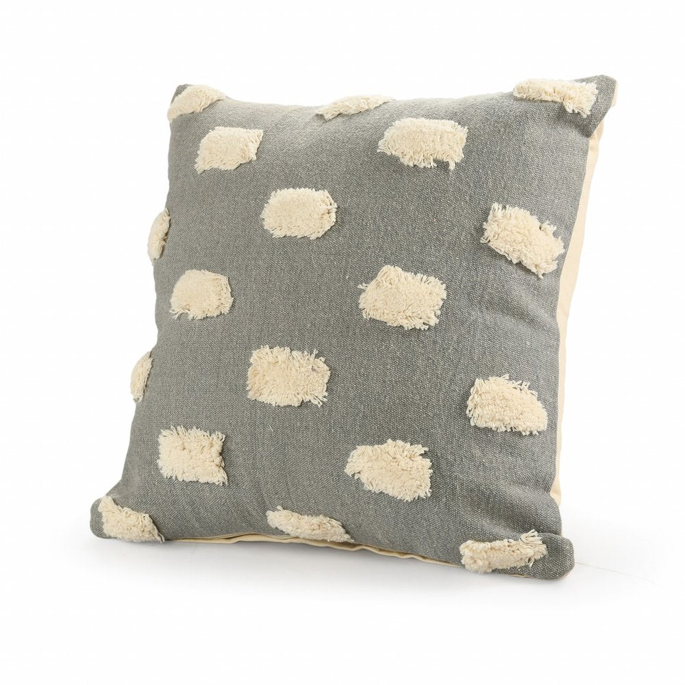 20" X 20" Gray 100% Cotton Zippered Pillow — view 6
