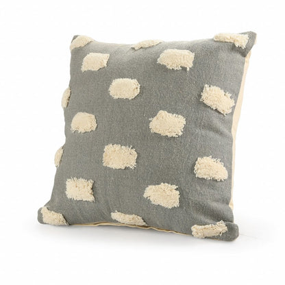 20" X 20" Gray 100% Cotton Zippered Pillow HomeRoots