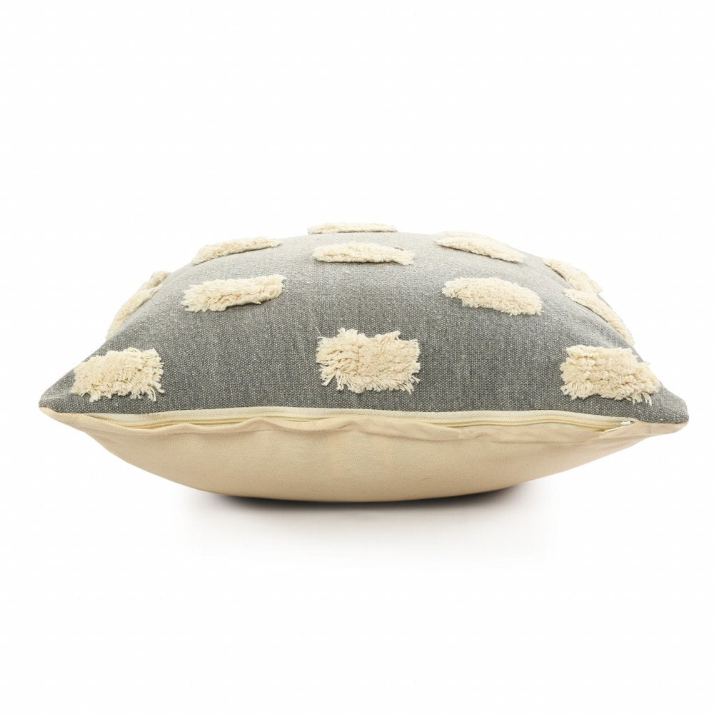 20" X 20" Gray 100% Cotton Zippered Pillow — view 4