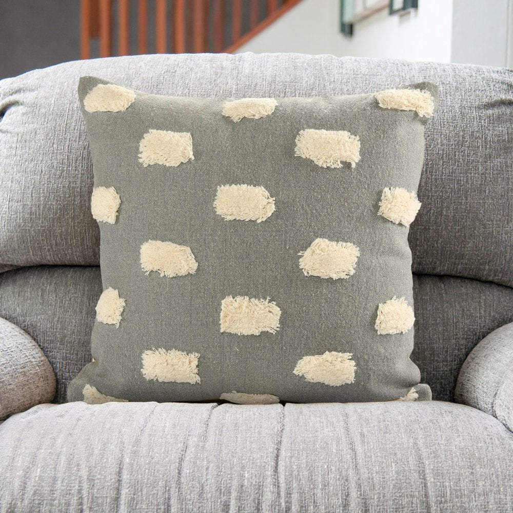 20" X 20" Gray 100% Cotton Zippered Pillow HomeRoots
