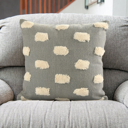 20" X 20" Gray 100% Cotton Zippered Pillow HomeRoots