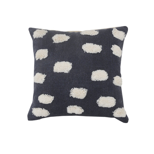 20" X 20" Dark Blue And White 100% Cotton Zippered Pillow FurniFindUSA