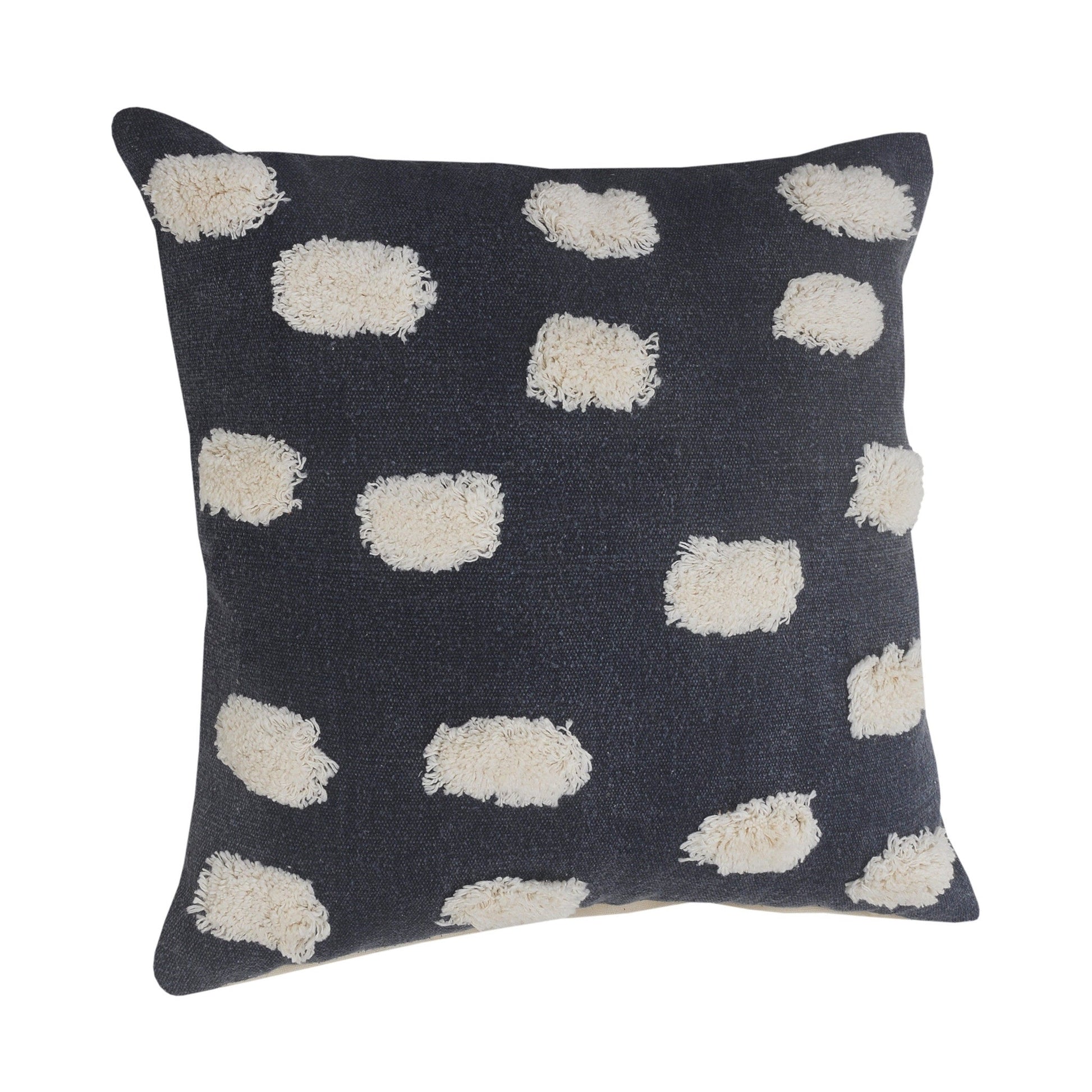 20" X 20" Dark Blue And White 100% Cotton Zippered Pillow FurniFindUSA