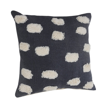 20" X 20" Dark Blue And White 100% Cotton Zippered Pillow FurniFindUSA