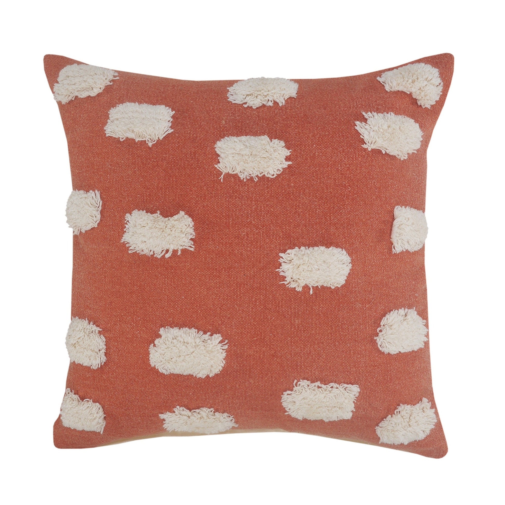 20" X 20" Orange And White 100% Cotton Zippered Pillow FurniFindUSA