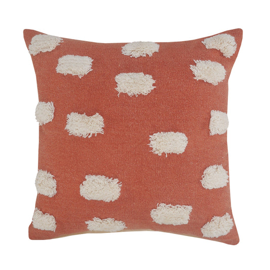 20" X 20" Orange And White 100% Cotton Zippered Pillow FurniFindUSA