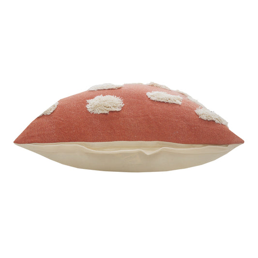 20" X 20" Orange And White 100% Cotton Zippered Pillow FurniFindUSA