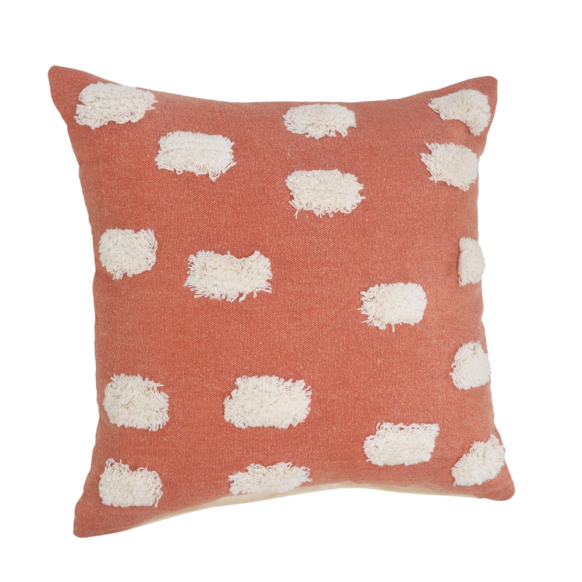 20" X 20" Orange And White 100% Cotton Zippered Pillow FurniFindUSA