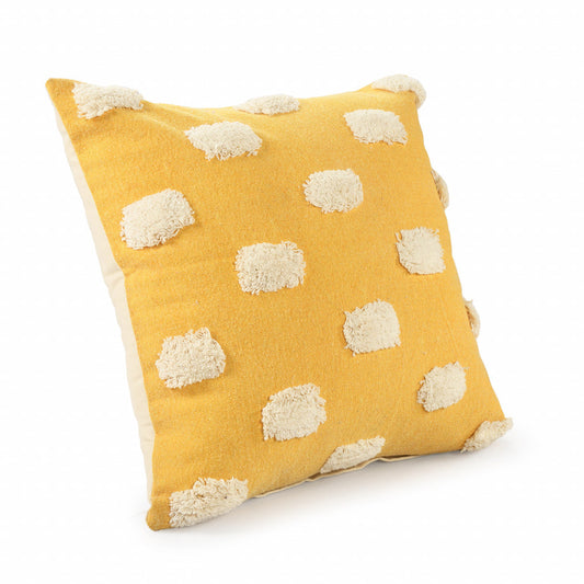 20" X 20" Yellow And White 100% Cotton Zippered Pillow FurniFindUSA