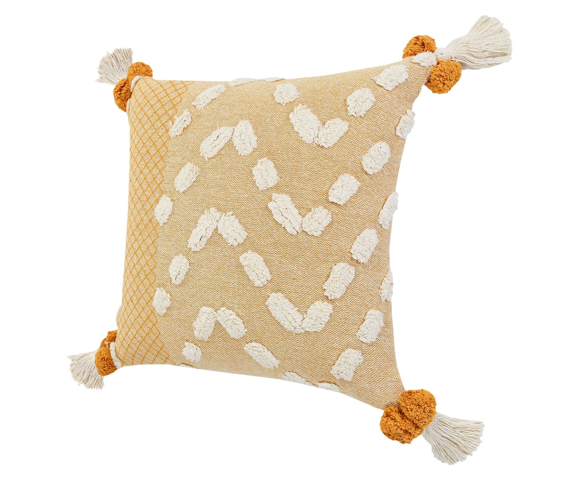 20" X 20" Yellow And Cream 100% Cotton Geometric Zippered Pillow FurniFindUSA