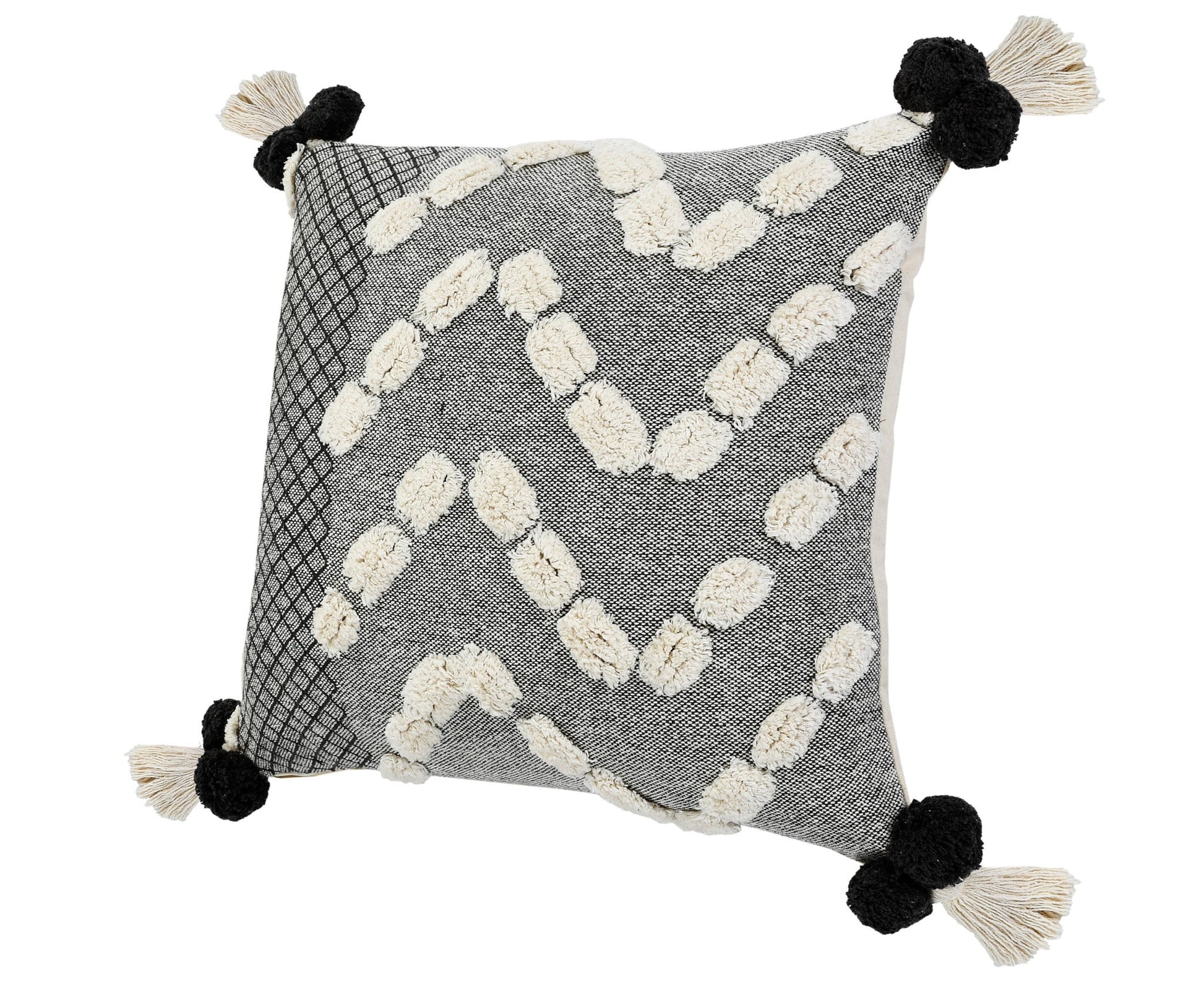20" X 20" Black Gray And Cream 100% Cotton Geometric Zippered Pillow FurniFindUSA