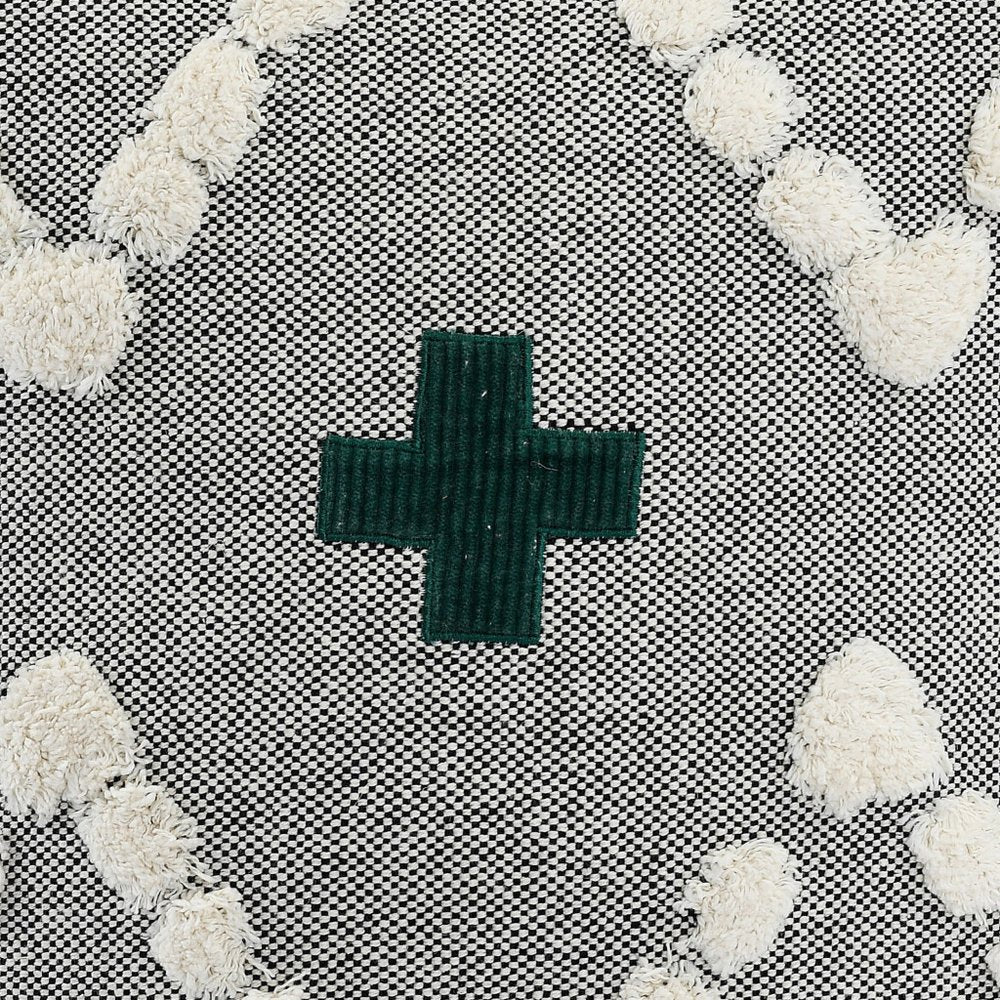 20" X 20" Black Off-White And Green 100% Cotton Geometric Zippered Pillow — view 2