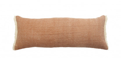 14" X 36" Orange And Tan 100% Cotton Zippered Pillow FurniFindUSA