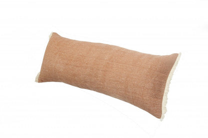 14" X 36" Orange And Tan 100% Cotton Zippered Pillow HomeRoots