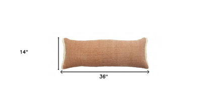14" X 36" Orange And Tan 100% Cotton Zippered Pillow HomeRoots