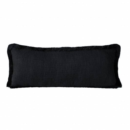 14" X 36" Jet Black 100% Cotton Zippered Pillow 7.5" (L) x 36.0" (W) x 14.0" (H) FurniFindUSA
