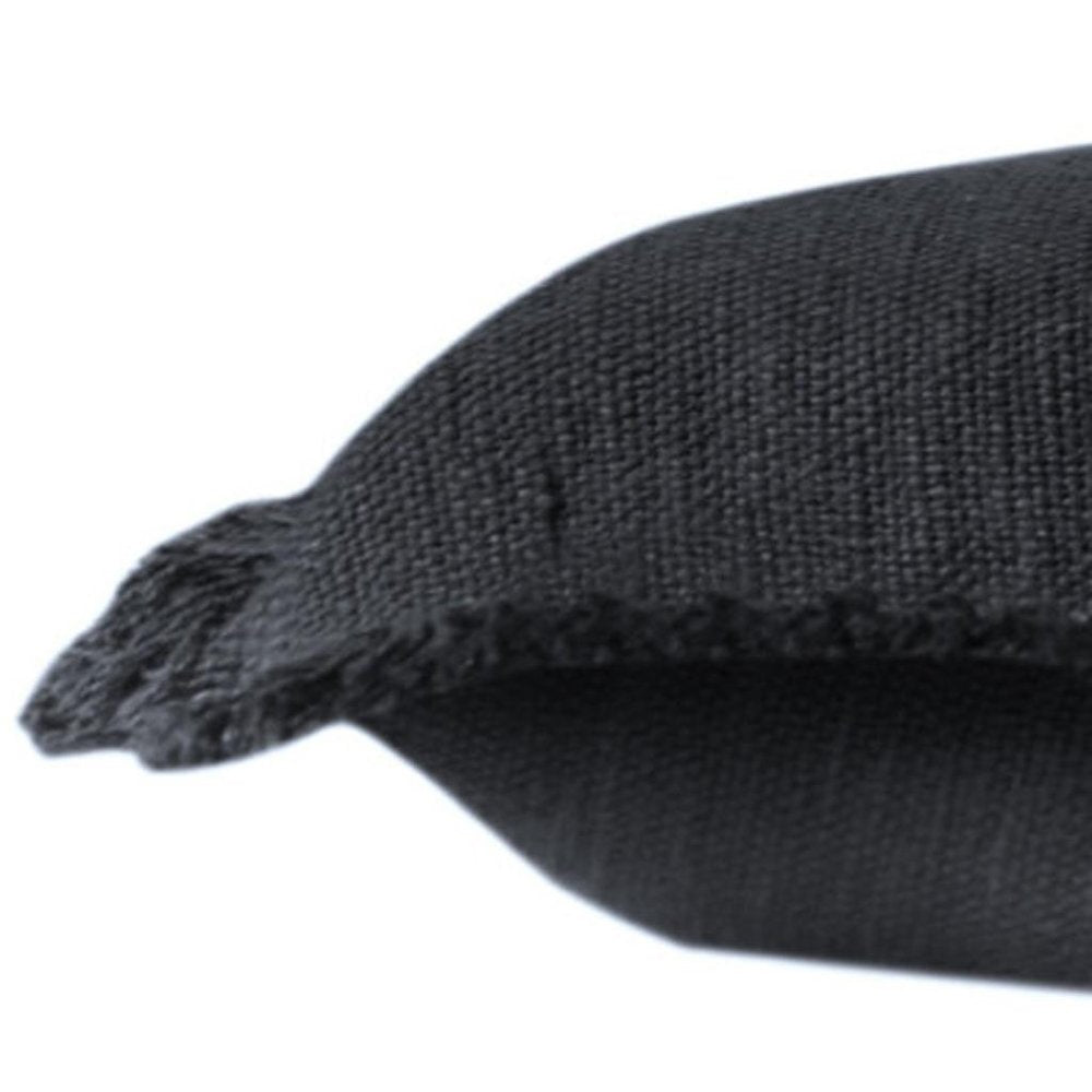 14" X 36" Jet Black 100% Cotton Zippered Pillow HomeRoots