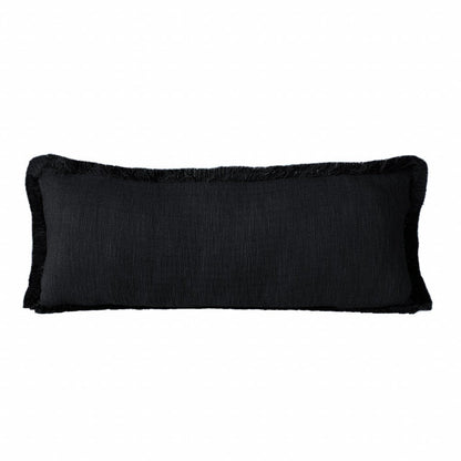 14" X 36" Jet Black 100% Cotton Zippered Pillow HomeRoots